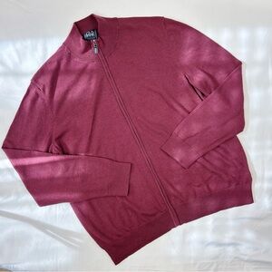 jos a bank traveler | size xl | 100% merino wool burgundy full zip sweater